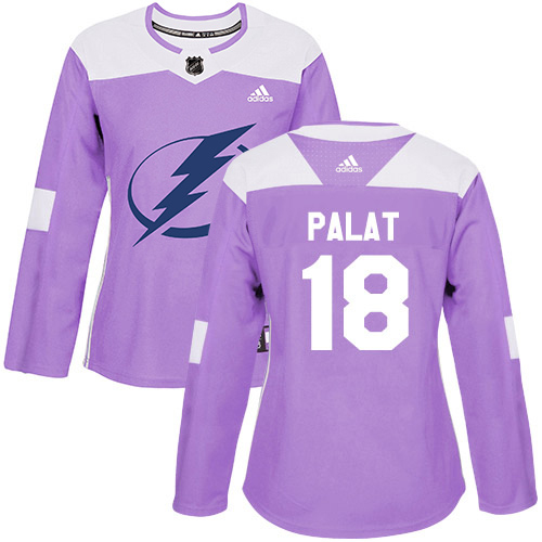 Adidas Tampa Bay Lightning #18 Ondrej Palat Purple Authentic Fights Cancer Women Stitched NHL Jersey